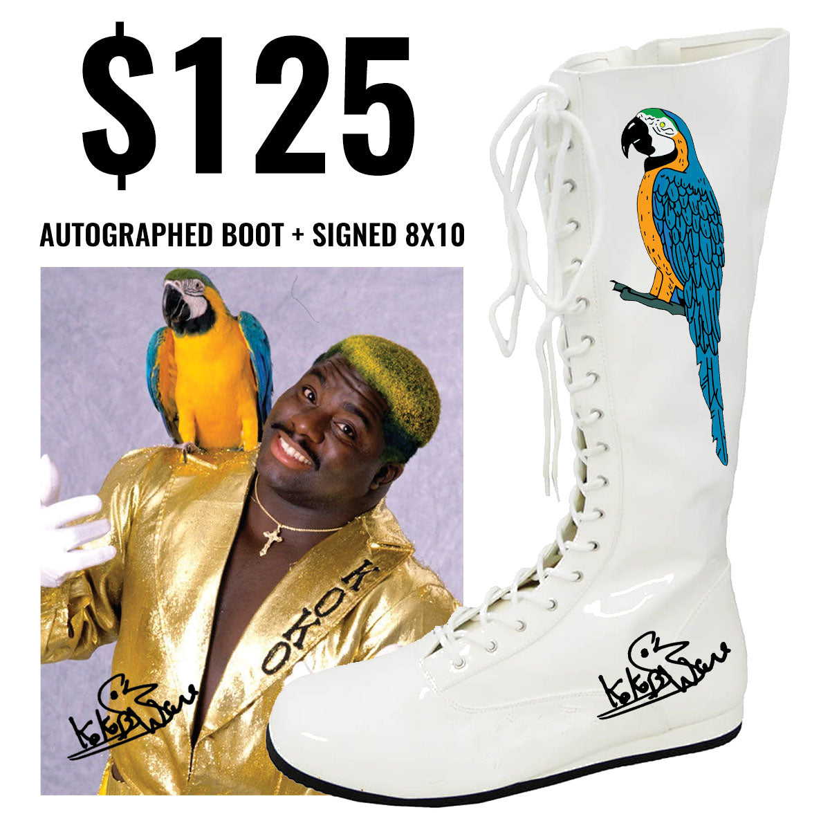 Koko B. Ware - Autographed Wrestling Boot Bundle