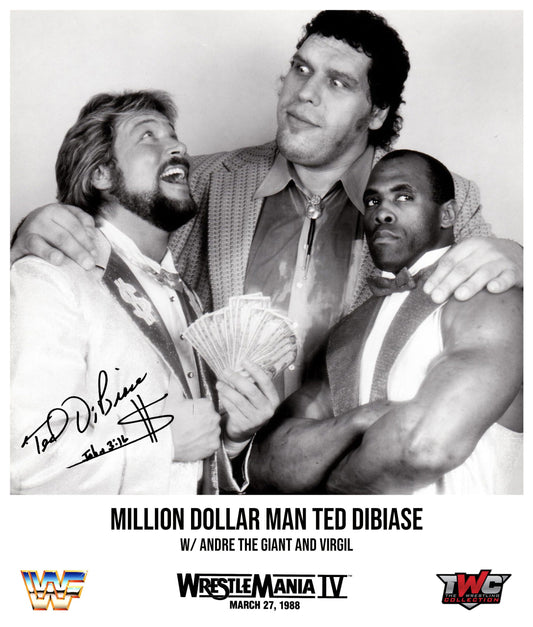 Ted DiBiase - Ted, Andre, and Virgil Autographed 8x10